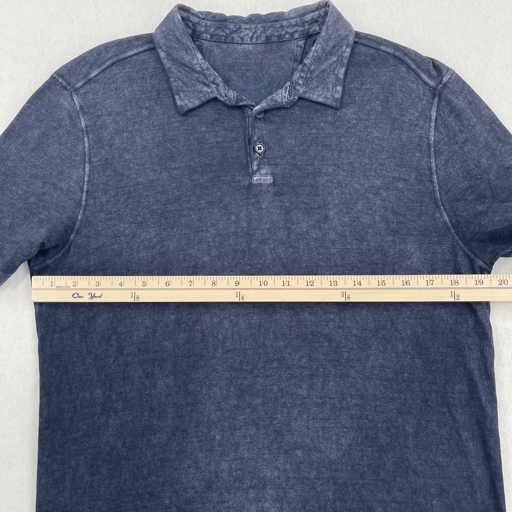 John Varvatos Polo Shirt Mens M Blue Black Stone Wash Short Sleeve Cotton Casual - Picture 5 of 9